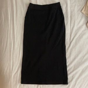 Ribbed midi pencil skirt with pockets